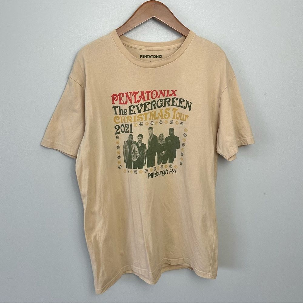 Pentatonix Beige The Evergreen Christmas Tour 2021 Graphic T-Shirt Size XL Band